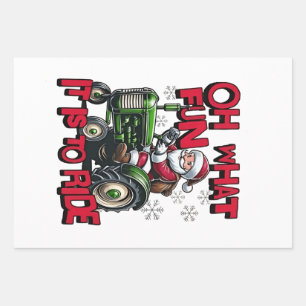 Oh What Fun To is it To Ride Christmas Farmers  Wrapping Paper Sheet