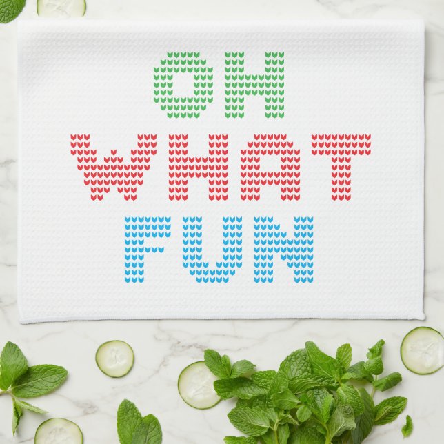 Oh What Fun Typography Christmas Tea Towel (Folded)