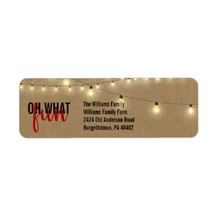 OH WHAT FUN Typography Kraft String Lights Return Address Label