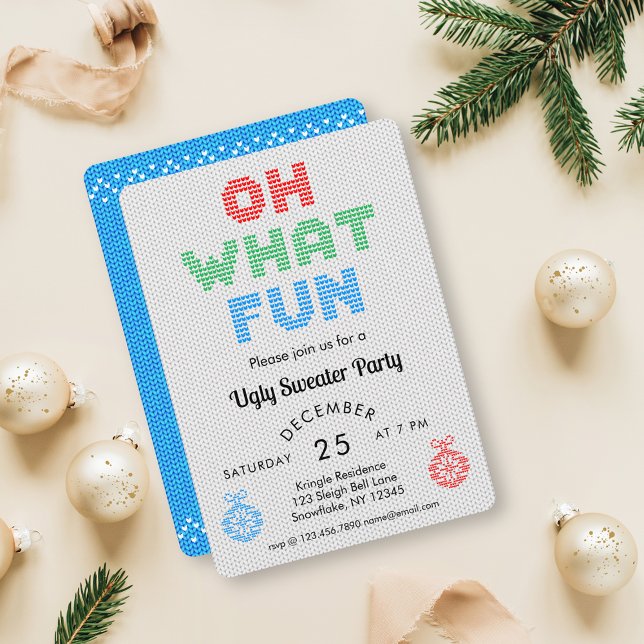 Oh What Fun Ugly Christmas Sweater Party Invitation (Creator Uploaded)