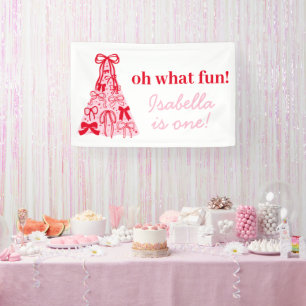 Oh What Fun Winter Bow Girl Birthday Party Banner
