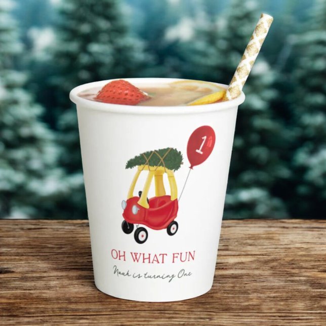 Oh What Fun Winter Car 1st Birthday Party  Paper Cups (Creator Uploaded)