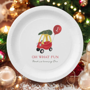 Oh What Fun Winter Car 1st Birthday Party Paper Plate