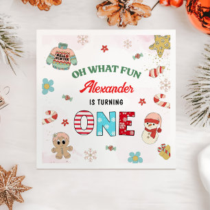 Oh What Fun Winter Christmas 1st Birthday Napkin