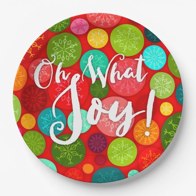 Oh What Joy! Colourful Holiday Paper Plates (Front)