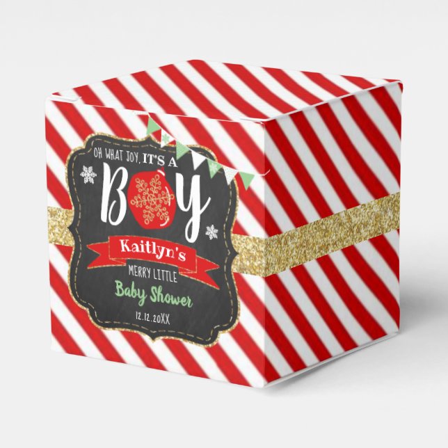 "Oh What Joy, It's A Boy!" Christmas Baby Shower Favour Box (Front Side)