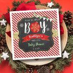 "Oh What Joy, It's A Boy!" Christmas Baby Shower Napkin<br><div class="desc">Celebrate in style with these trendy baby shower napkins. This design is easy to personalise with your special event wording and your guests will be thrilled when they see these fabulous napkins.</div>