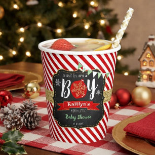 "Oh What Joy, It's A Boy!" Christmas Baby Shower Paper Cups
