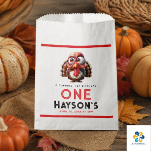 Oh what's fun Caricatures Turkey 1st Birthday Favour Bag