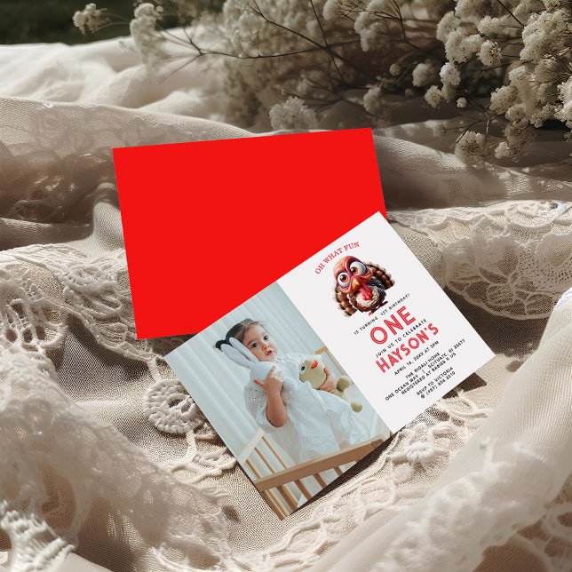 Oh what's fun Caricatures  Turkey 1st Birthday Invitation (Creator Uploaded)