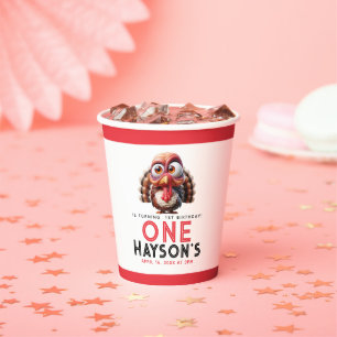 Oh what's fun Caricatures  Turkey 1st Birthday Paper Cups