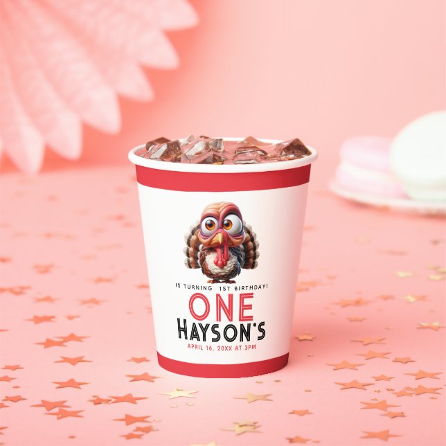 Oh what's fun Caricatures  Turkey 1st Birthday Paper Cups (Insitu)