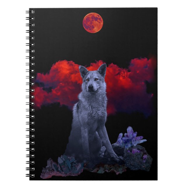 Oh Wolf Moon | Goth Spiral Notebook (Front)