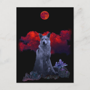 Oh Wolf Moon Goth Wolf Postcard