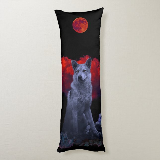 Oh Wolf Moon | Gothic Body Pillow (Back (Vertical))