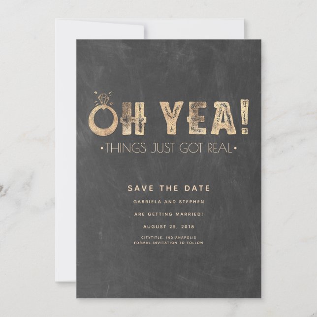 Oh Yea Things Just Got Real | Funny Save the Date (Front)
