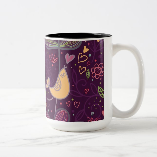 Oh Yellow Birdie Two-Tone Coffee Mug (Right)