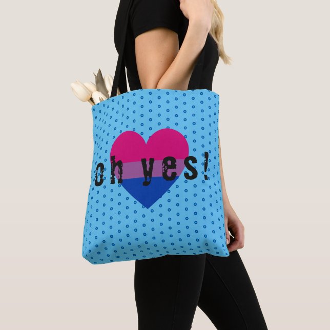 Oh Yes LGBT Bisexual Pride Heart Tote Bag (Close Up)