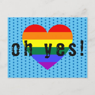 Oh Yes LGBT Pride Rainbow Heart Postcard