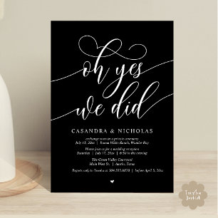 Oh Yes, We Did, Modern Elopement Dinner Invitation
