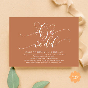 Oh Yes, We Did, Modern Romantic Wedding Reception Invitation