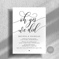 Oh Yes We Did Modern Script Elopement Announcement
