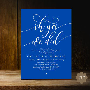 Oh Yes, We Did, Modern Wedding Elopement Dinner Invitation