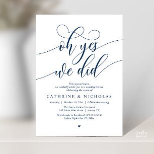 Oh Yes, We Did, Modern Wedding Elopement Dinner Invitation