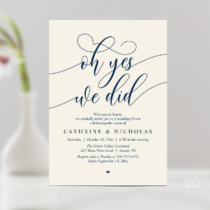 Oh Yes, We Did, Modern Wedding Elopement Dinner Invitation