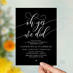 Oh Yes, We Did, Modern Wedding Elopement Dinner Invitation