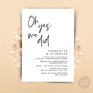 Oh Yes, We Did, Wedding Dinner Party Cash Bar Invitation
