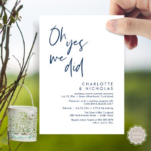 Oh Yes, We Did, Wedding Dinner Party Cash Bar Invitation
