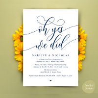 Oh Yes, We Did, Wedding Elopement Dinner Party