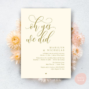 Oh Yes, We Did, Wedding Elopement Dinner Party Invitation