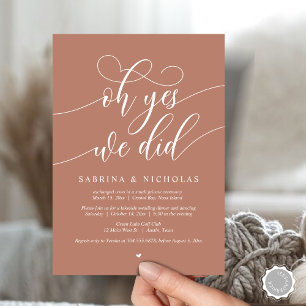 Oh Yes, We Did, Wedding Elopement Dinner Party Invitation