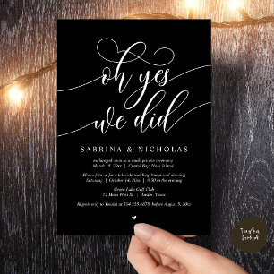 Oh Yes, We Did, Wedding Elopement Dinner Party Invitation
