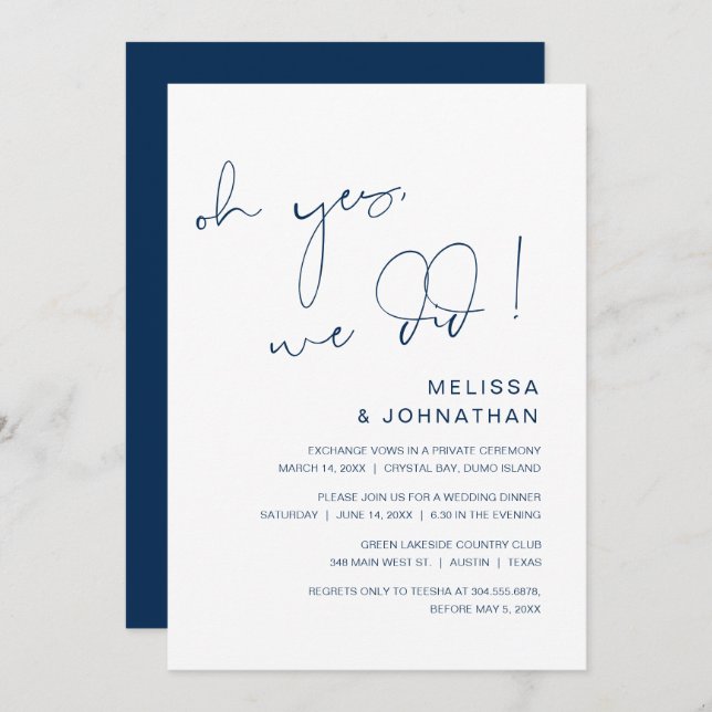 Oh yes, we did, Wedding Elopement Party Invitation (Front/Back)