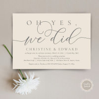Oh Yes, We Did, Wedding Elopement Romantic Dinner 