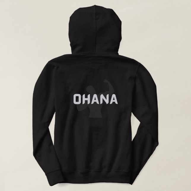 ohana gym project, white text & rock front & back hoodie (Design Back)