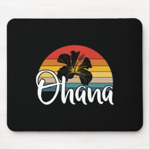 Ohana Hawaii Hibiscus Flower 70s Retro Family Holi Mouse Pad