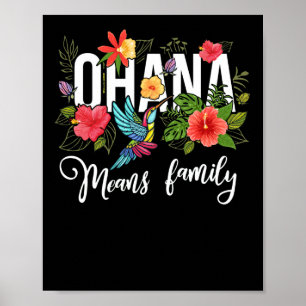 Ohana Means Family Hawaii Hibiscus Flower 70s Retr Poster