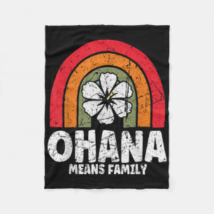 Ohana Means Family Hawaii Summer Palm Trees Beach  Fleece Blanket