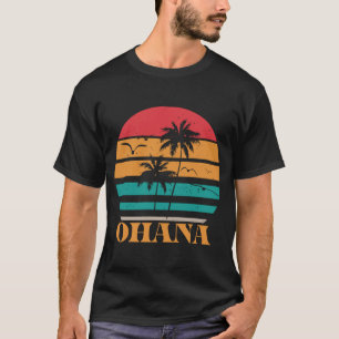 Ohana Retro 1970s Style Tropical Sunset Graphic T-Shirt