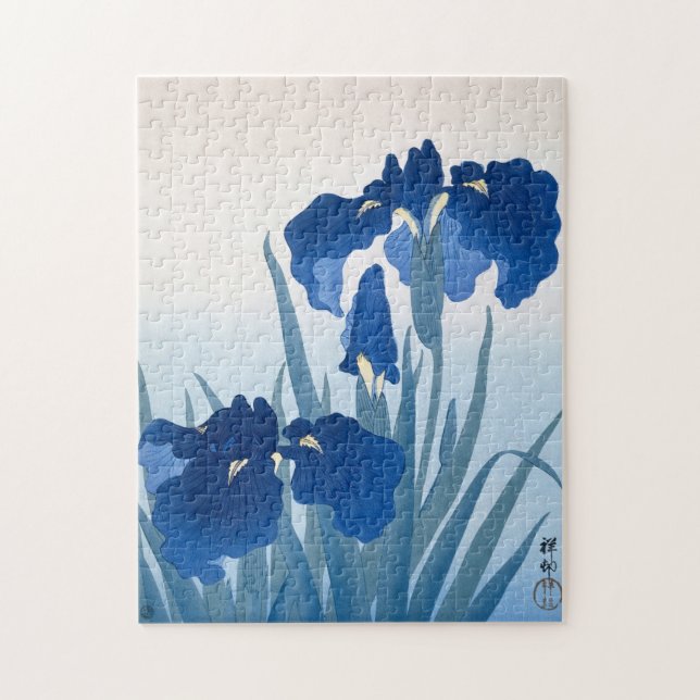 Ohara Koson, Blue Irises - Japanese Fine Art Jigsaw Puzzle (Vertical)