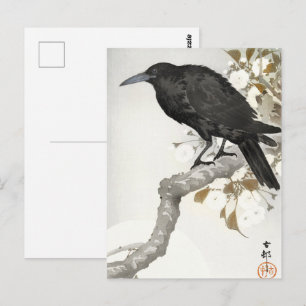Ohara Koson Crow Raven,Japanese Bird Silhouet Art Postcard