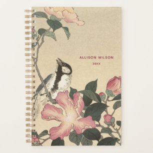Ohara Koson, Great Tit w. Pink Flowers - Japanese Planner