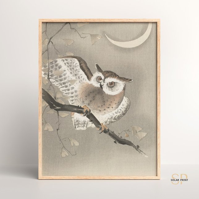 Ohara Koson Owl Under Crescent Moon Poster (Creator Uploaded)
