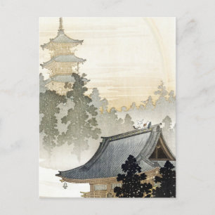 Ohara Koson Pagoda and Rainbow Poster Postcard