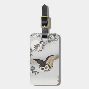 Ohara Koson Scops Owl Cherry Blossoms & Moon Luggage Tag