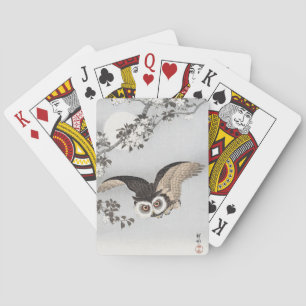 Ohara Koson Scops Owl Cherry Blossoms & Moon Playing Cards